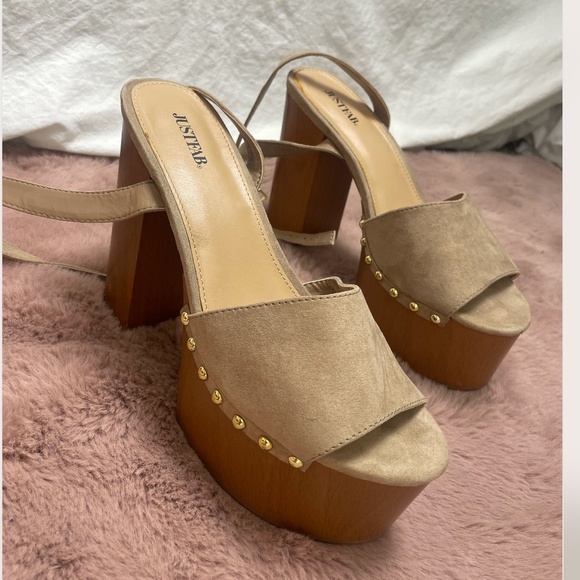 Wooden Block Boho Modern Classy Chic Glam Wood Hipster Elegant Strap Hip Heels - Picture 3 of 8